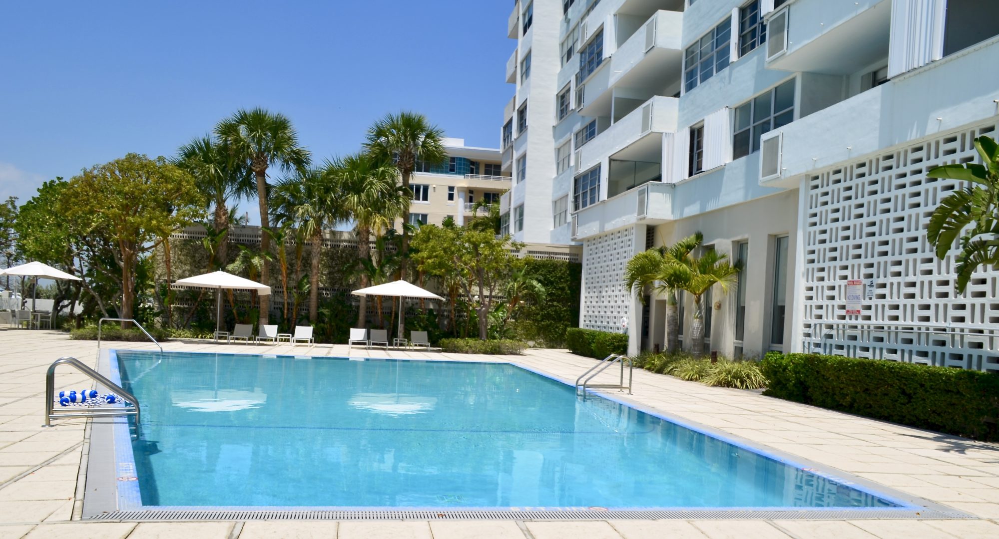 inground swimming pool at condo building